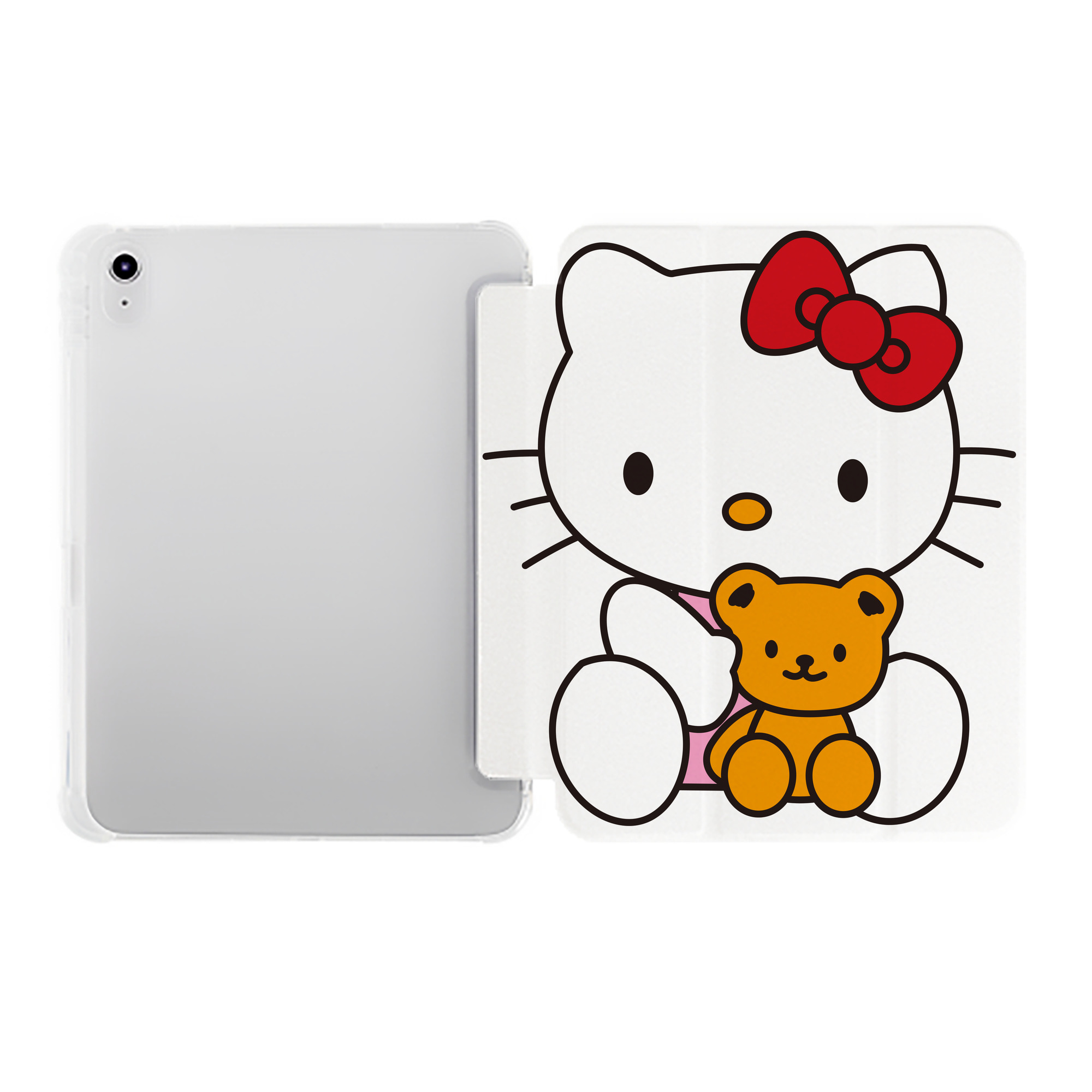 （画像用） Hello Kitty ハローキティ IPad ケース ペン収納付き 三つ折りスタンド PUレザー×シリコン 対応機種9.5/10.5/10.9インチ